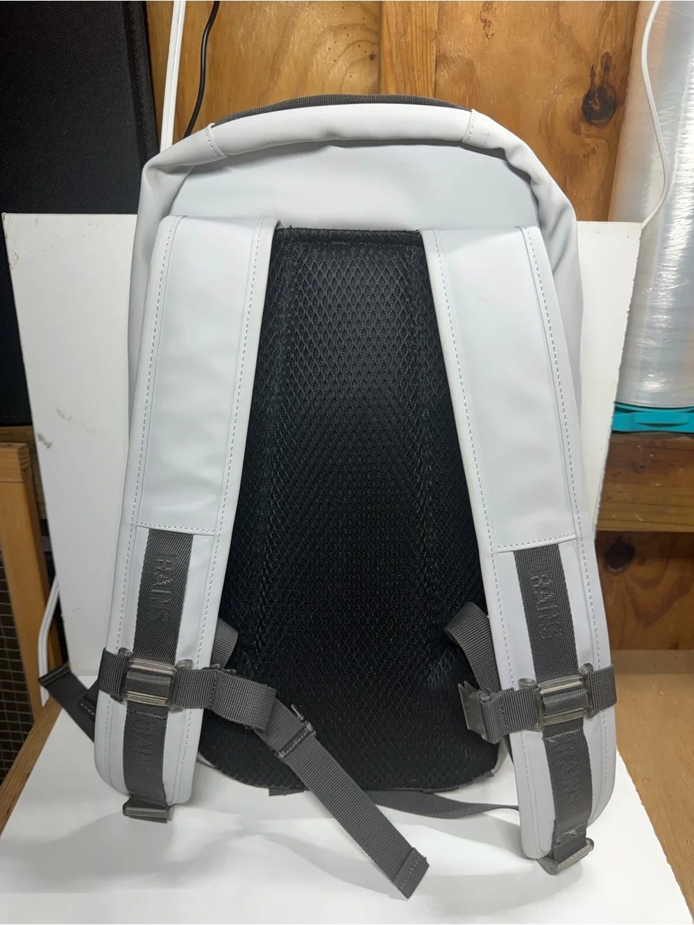 RAINS Waterproof Backpack Light Gray Removable Front Pouch Laptop Bag